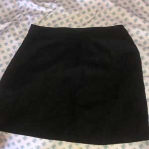 Black suede skirt.